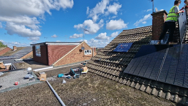 Solar panel installation progress animation